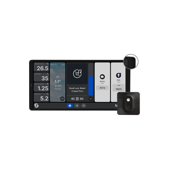 Shelly Wall Display X2 in black, shown with the BLU H&T